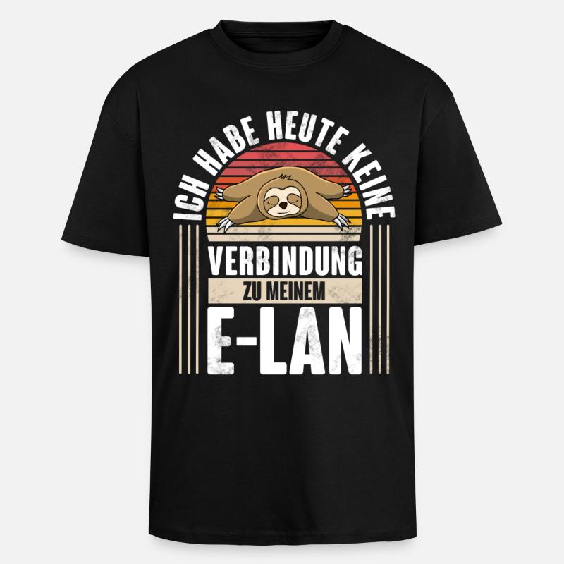 Faultier E-Lan - Oversized Heavyweight Unisex T-Shirt - Schwarz