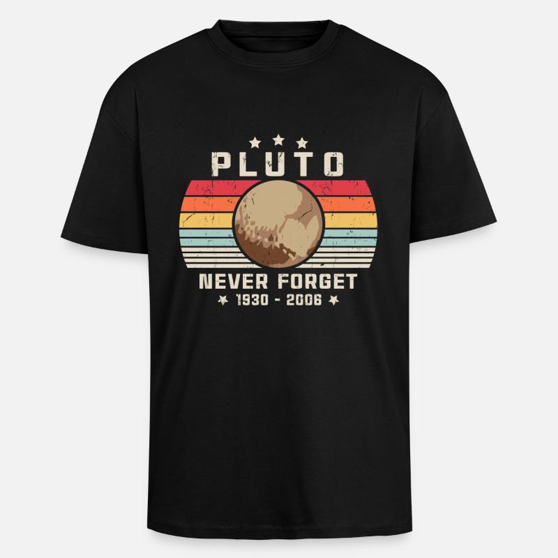 Never Forget Pluto - Unisex Oversized Heavyweight T-shirt - black