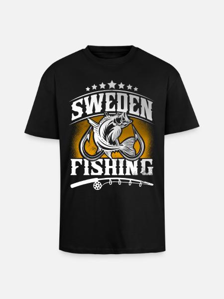 Sweden Fishing Angler - Unisex Oversized Heavyweight T-shirt - black