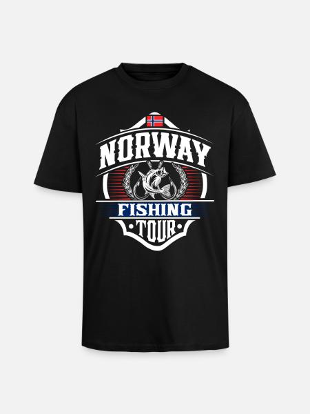 Norway Fishing Angler - Unisex Oversized Heavyweight T-shirt - black
