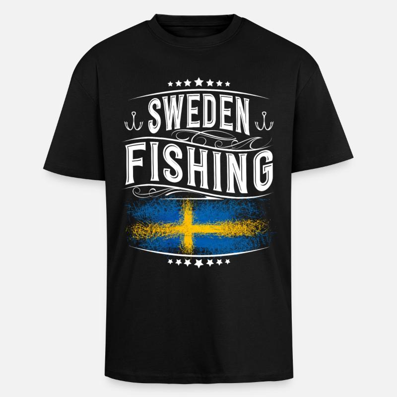 Suède Pêche Pêcheur Pêcheur - T-shirt unisexe oversize épais - noir