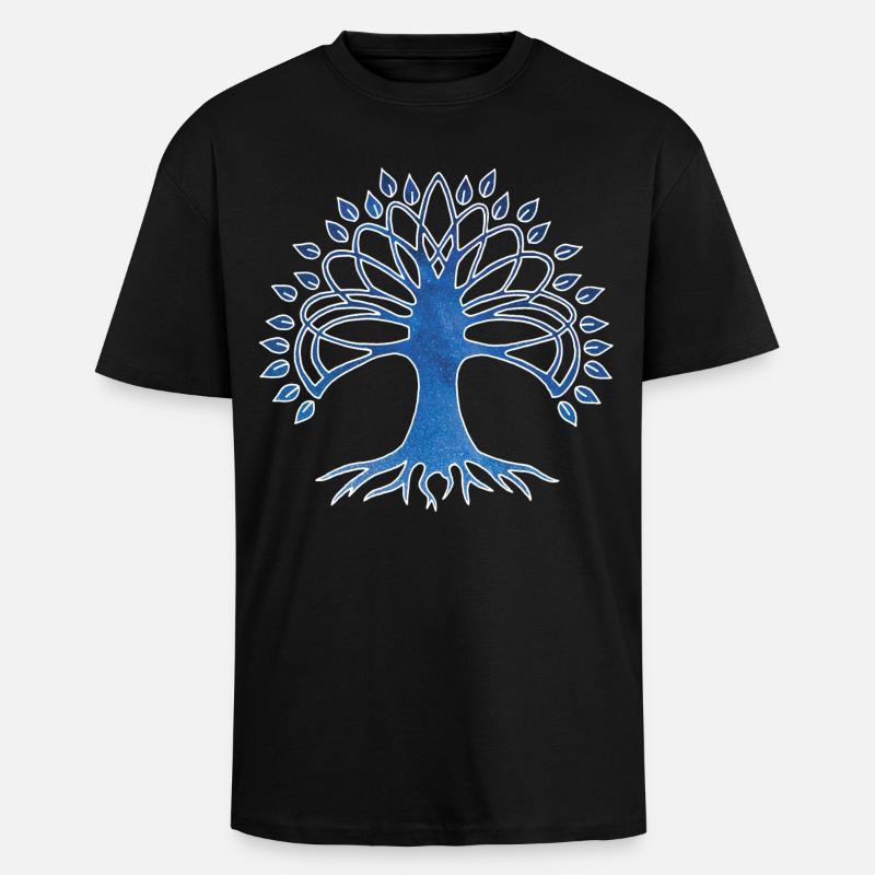 Lebensbaum und Sternenhimmel - Oversized Heavyweight Unisex T-Shirt - Schwarz