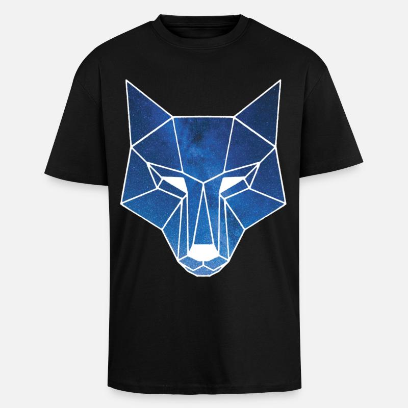 White wolf and starry sky - Unisex Oversized Heavyweight T-shirt - black
