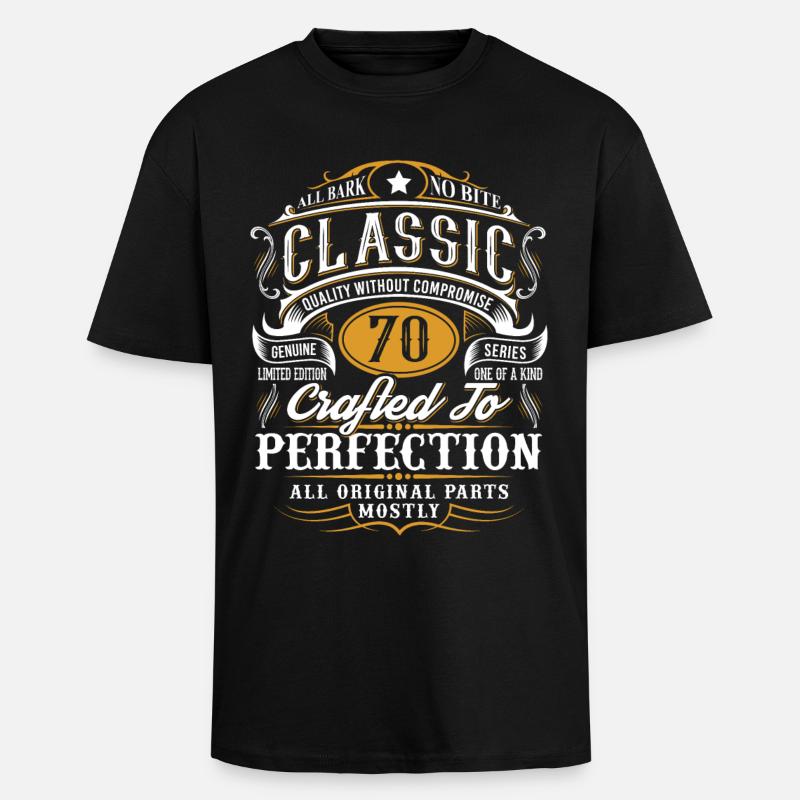70e anniversaire - T-shirt unisexe oversize épais - noir