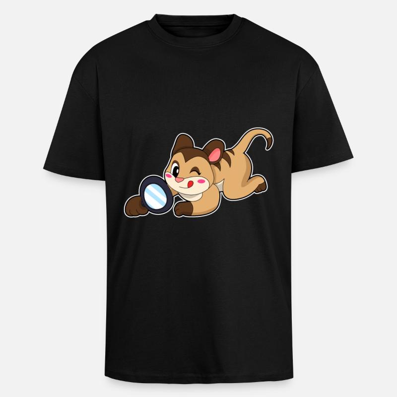 Erdmännchen mit Lupe - Oversized Heavyweight Unisex T-Shirt - Schwarz