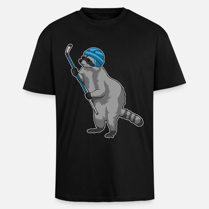 Waschbär Eishockey Eishockeyschläger - Unisex Oversized Heavyweight T-shirt - black