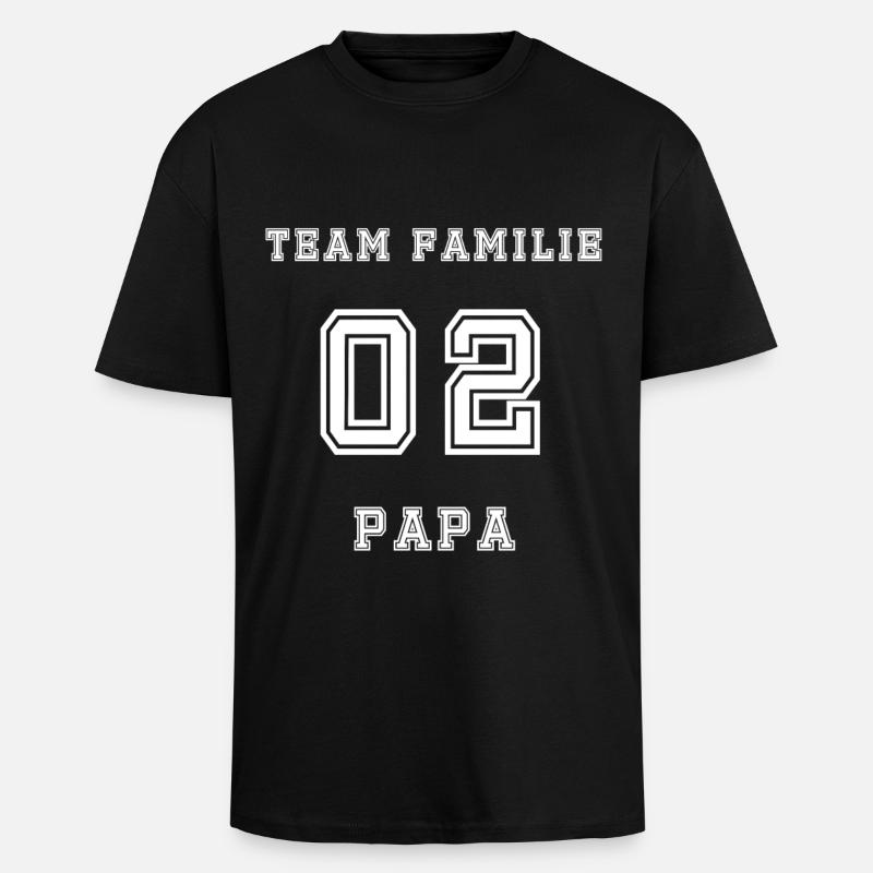 Team Family Papa 02 Numeric Logo - Oversized Heavyweight Unisex T-Shirt - Schwarz