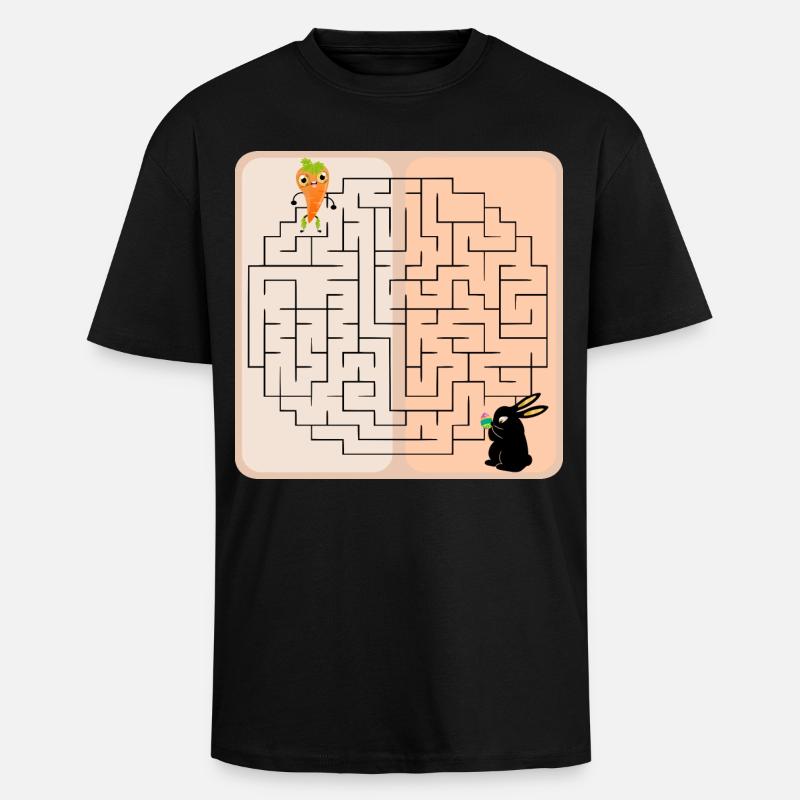 Labyrinth Bunny Easter Bunny - Unisex Oversized Heavyweight T-shirt - black