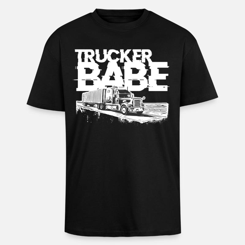 Trucker Babe - Oversized Heavyweight Unisex T-Shirt - Schwarz
