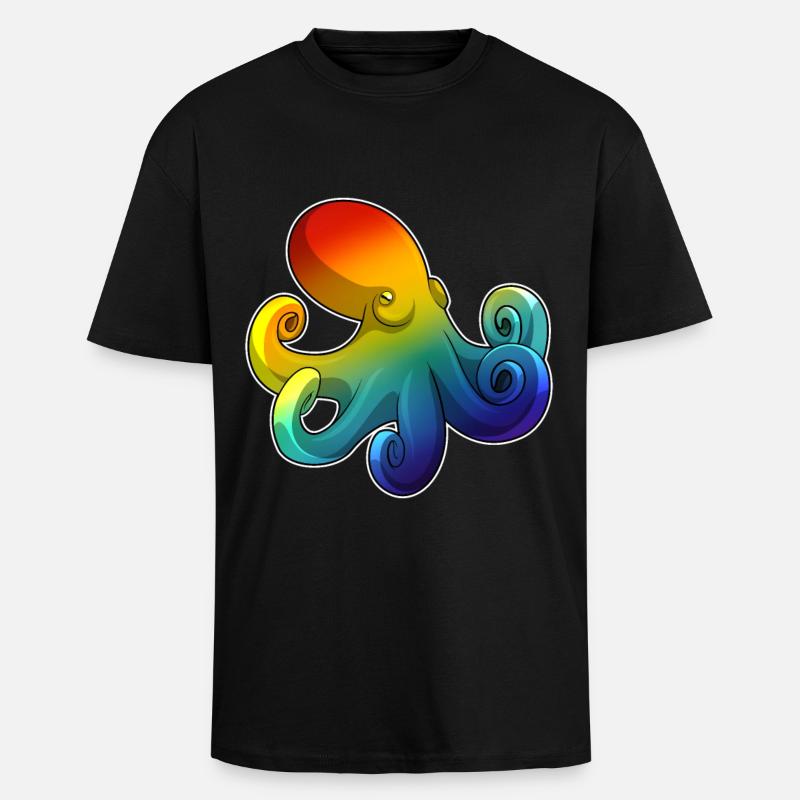 Octopus Rainbow - Unisex Oversized Heavyweight T-shirt - black