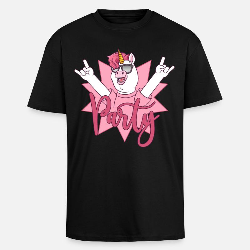 Party Einhorn  - Oversized Heavyweight Unisex T-Shirt - Schwarz