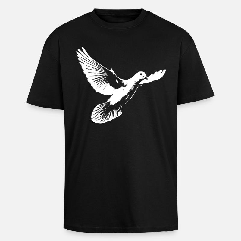Wunderschöne weisse Taube - Oversized Heavyweight Unisex T-Shirt - Schwarz