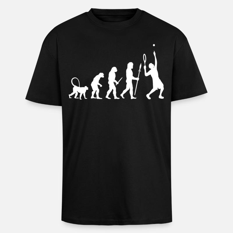 Tennis Evolution - Oversized Heavyweight Unisex T-Shirt - Schwarz