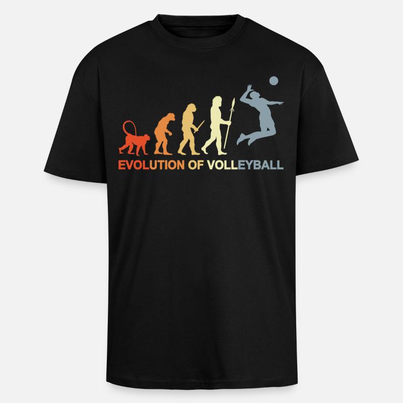 Evolution eines Volleyballspielers - Oversized Heavyweight Unisex T-Shirt - Schwarz