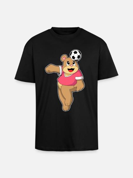 Bear Soccer Player Soccer - Unisex Oversized Heavyweight T-shirt - black
