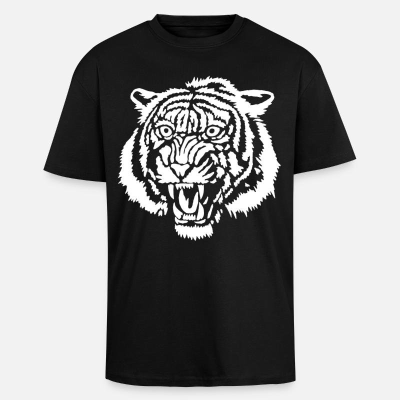 Weißer Tiger Graffiti - Oversized Heavyweight Unisex T-Shirt - Schwarz