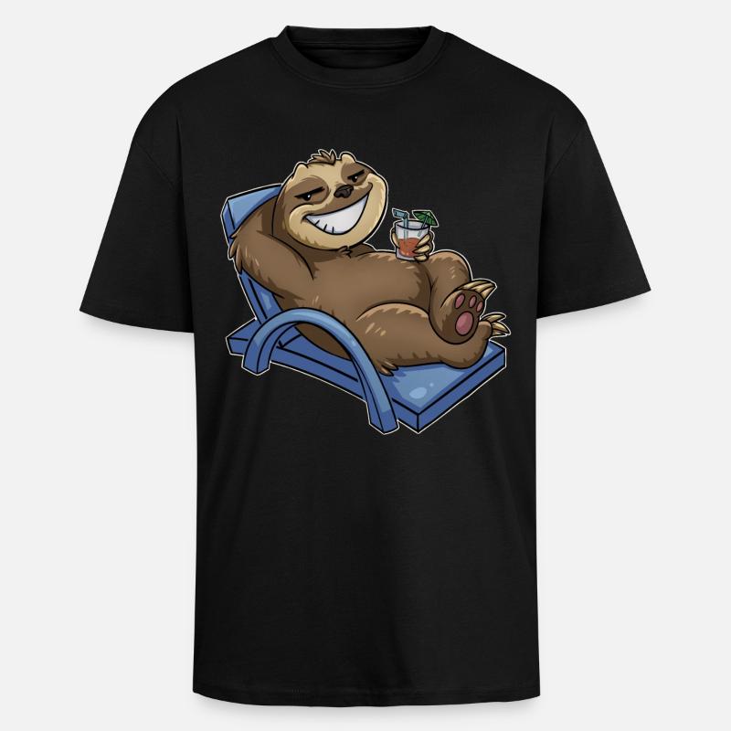 Faultier - Oversized Heavyweight Unisex T-Shirt - Schwarz
