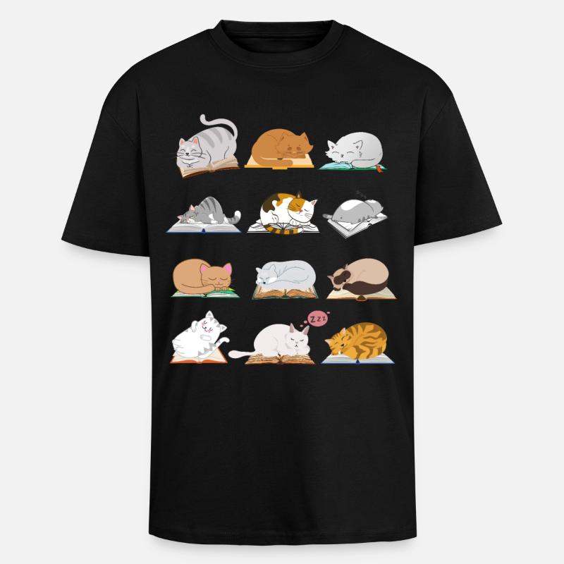 Collection de chats de lecture - T-shirt unisexe oversize épais - noir