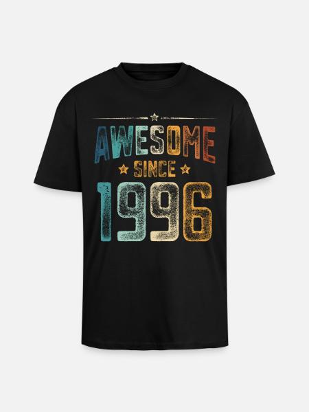 1996 Naissance Année de naissance - T-shirt unisexe oversize épais - noir