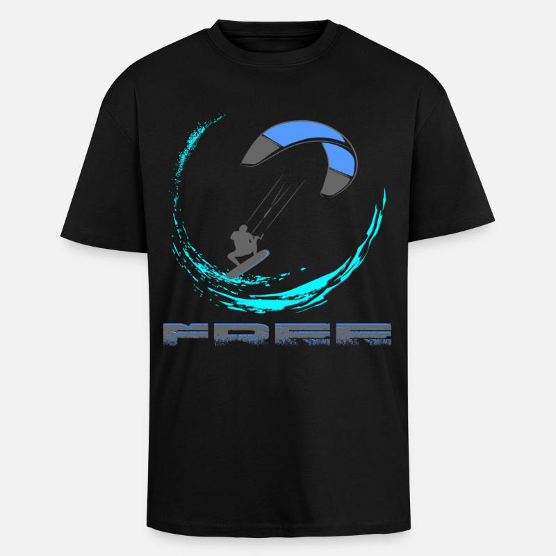 Kitesurfing - Unisex Oversized Heavyweight T-shirt - black
