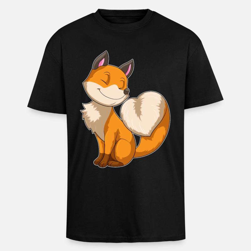 Fuchs mit Herz - Oversized Heavyweight Unisex T-Shirt - Schwarz