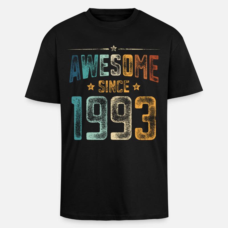 1993 Naissance Année de naissance - T-shirt unisexe oversize épais - noir