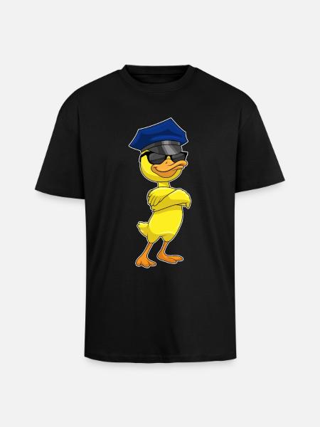 Duck Policeman Sunglasses Police - Unisex Oversized Heavyweight T-shirt - black