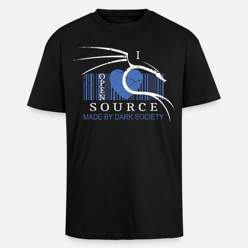 I Love Open Source Software - Unisex Oversized Heavyweight T-shirt - black