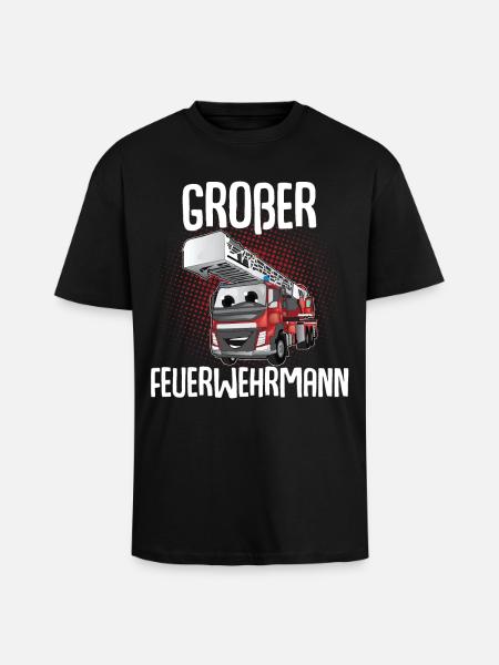 Großer Bruder Großer Feuerwehrmann - Oversized Heavyweight Unisex T-Shirt - Schwarz