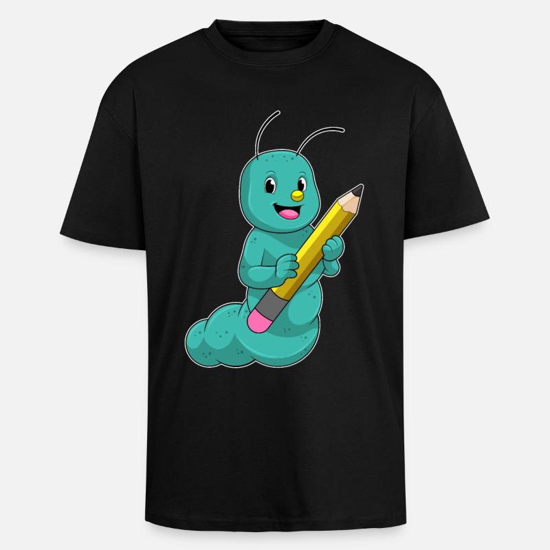 Chenille au crayon - T-shirt unisexe oversize épais - noir