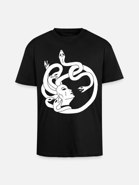 Snake-haired woman (white) - Unisex Oversized Heavyweight T-shirt - black