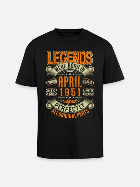 1951 April Birthday Legend - Unisex Oversized Heavyweight T-shirt - black