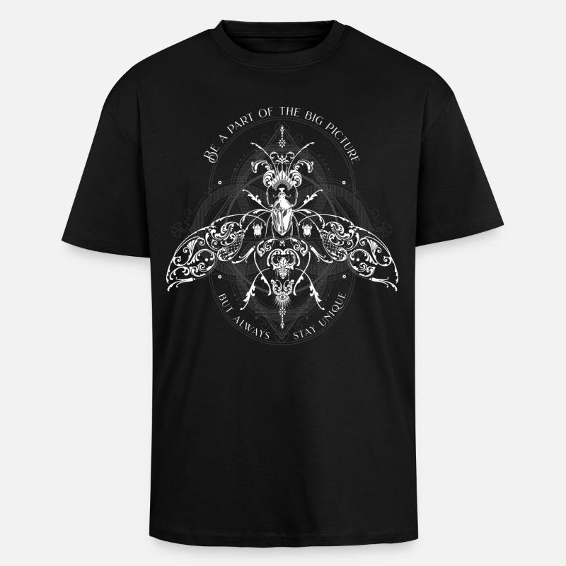 Insekten Muster Psychedelisch Bug Pattern - Oversized Heavyweight Unisex T-Shirt - Schwarz