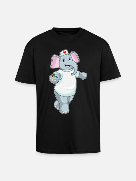 Médecine infirmière éléphant - T-shirt unisexe oversize épais - noir