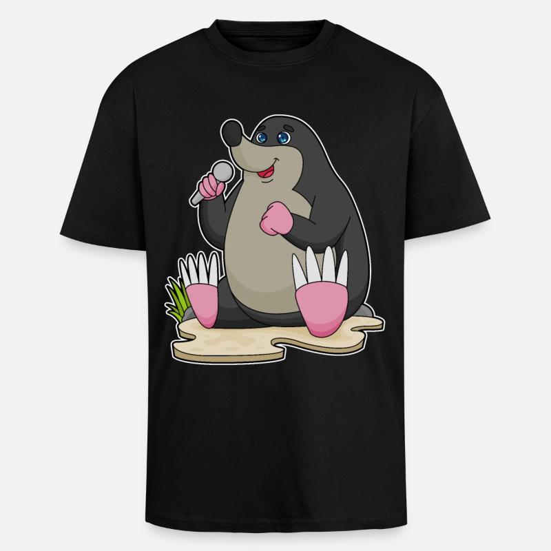 Mole Singer Microphone Singing - Unisex Oversized Heavyweight T-shirt - black