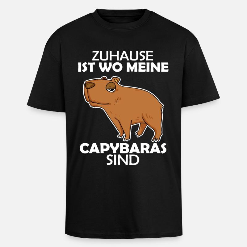 Capybara - Oversized Heavyweight Unisex T-Shirt - Schwarz