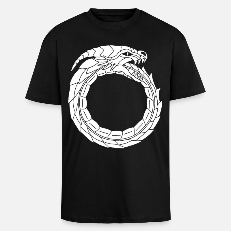 Dragon blanc dévoreur - T-shirt unisexe oversize épais - noir