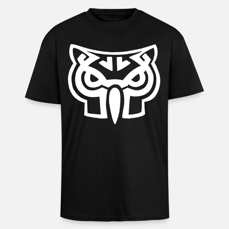 Weißer Eulenkopf - Oversized Heavyweight Unisex T-Shirt - Schwarz
