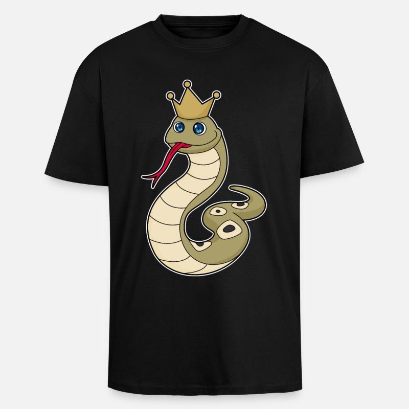 Serpent comme roi avec couronne - T-shirt unisexe oversize épais - noir