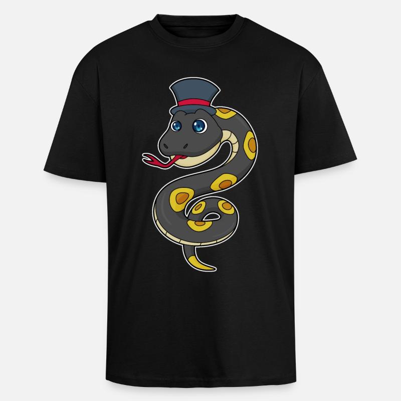 Schlange mit Hut - Oversized Heavyweight Unisex T-Shirt - Schwarz