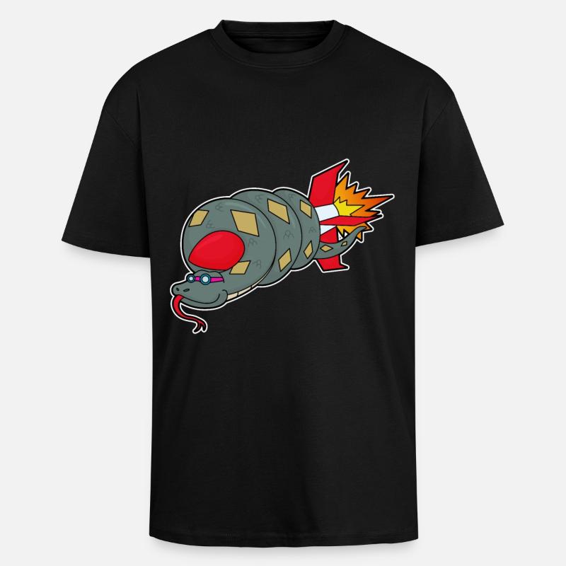 Fusée Serpent - T-shirt unisexe oversize épais - noir