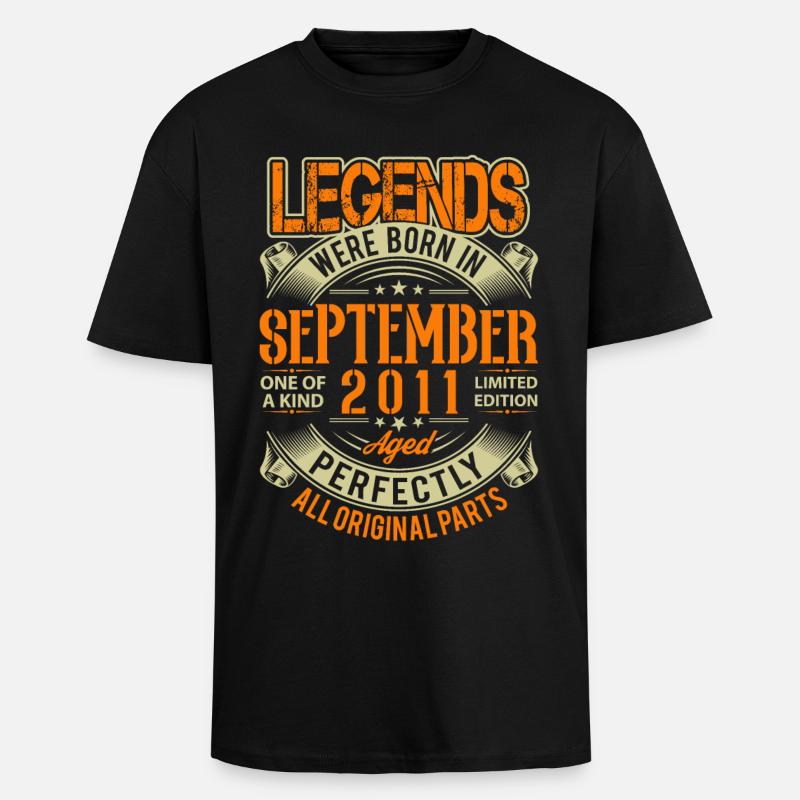 Légende d’anniversaire de septembre 2011 - T-shirt unisexe oversize épais - noir