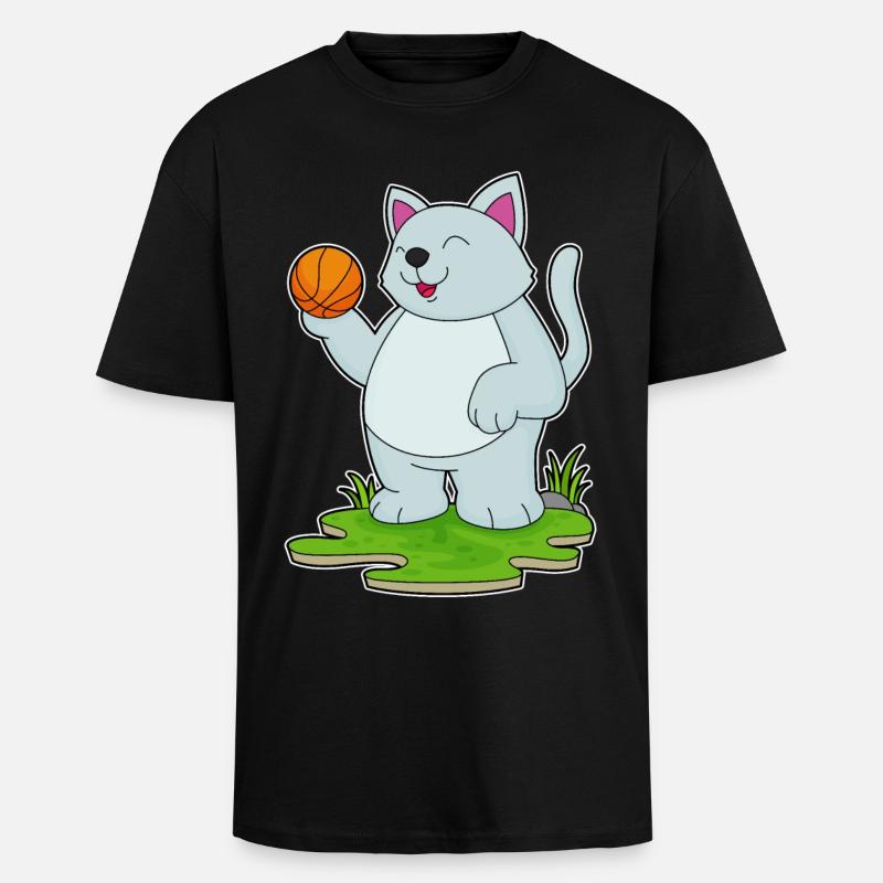 Chat Basketteur Basketteur - T-shirt unisexe oversize épais - noir