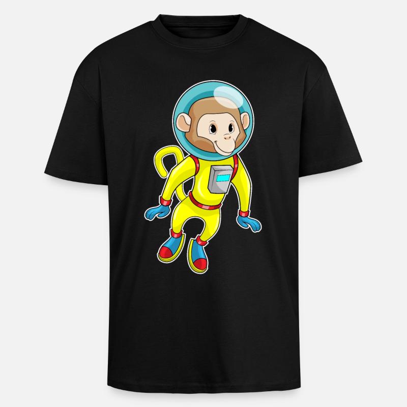 Affe als Astronaut - Oversized Heavyweight Unisex T-Shirt - Schwarz