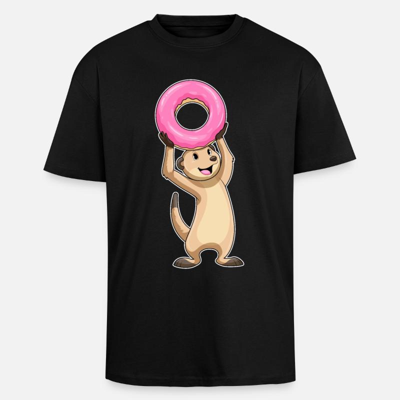Erdmännchen mit Donut - Oversized Heavyweight Unisex T-Shirt - Schwarz