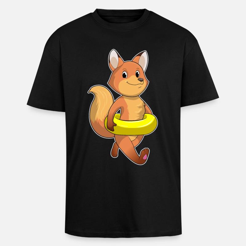 Fuchs mit Rettungsring - Oversized Heavyweight Unisex T-Shirt - Schwarz