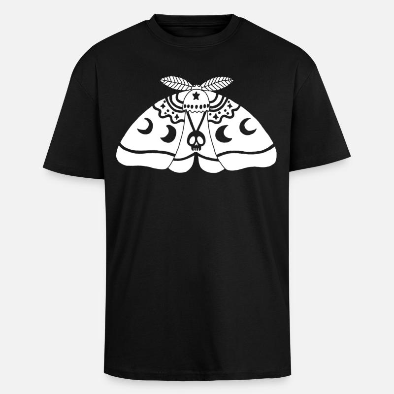 Papillon de nuit blanc - T-shirt unisexe oversize épais - noir