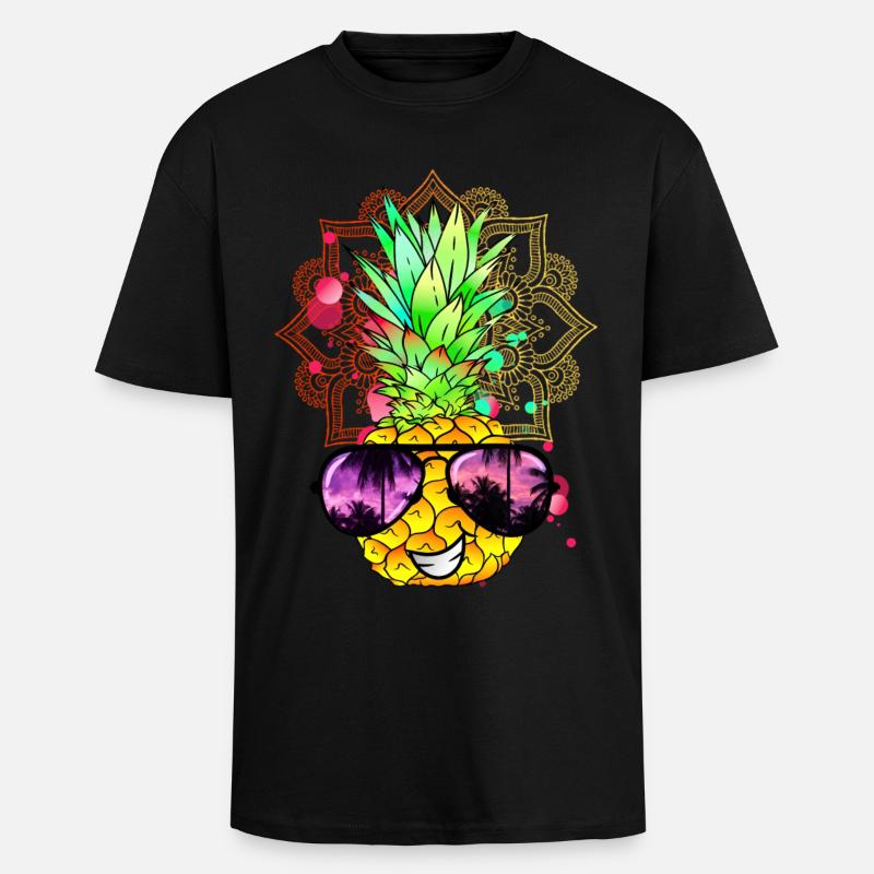 Pineapple Mandala - Unisex Oversized Heavyweight T-shirt - black