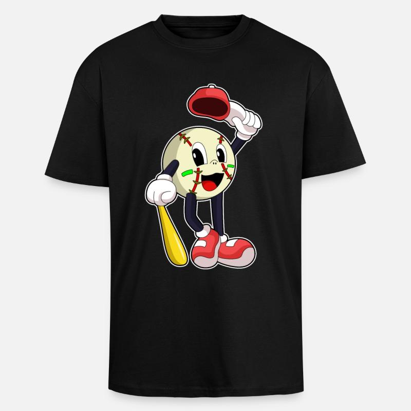 Baseball avec batte de baseball - T-shirt unisexe oversize épais - noir