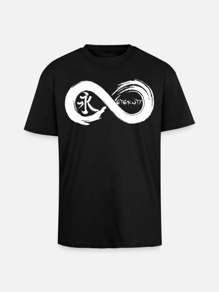 Oändlig symbol och evighet på japanska (vit) - Unisex oversized t-shirt i kraftig kvalitet - svart